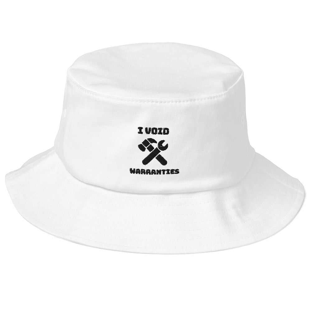 I void warranties - Old School Bucket Hat (black text) by DarkByteGear