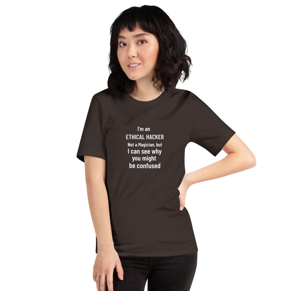 I'm an ethical hacker - Short-Sleeve Unisex T-Shirt (white text) by DarkByteGear