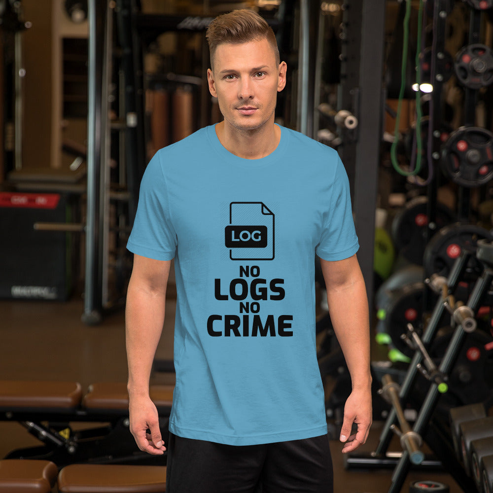 No logs no crime - Short-Sleeve Unisex T-Shirt (black text ) by DarkByteGear