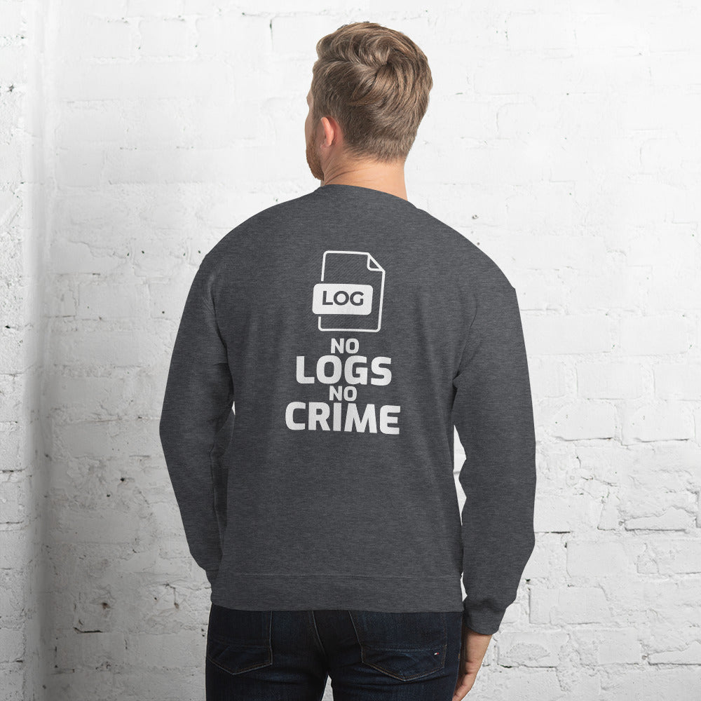 No logs no crime - Unisex Sweatshirt (white text) by DarkByteGear