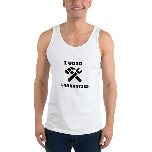 I void warranties - Unisex Tank Top (black text) by DarkByteGear