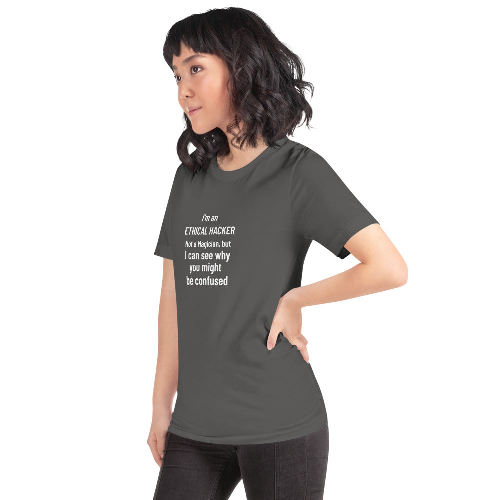 I'm an ethical hacker - Short-Sleeve Unisex T-Shirt (white text) by DarkByteGear