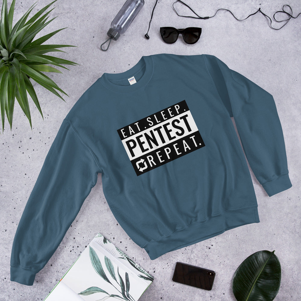 Eat sleep pentest repeat - Unisex Sweatshirt (white) by DarkByteGear
