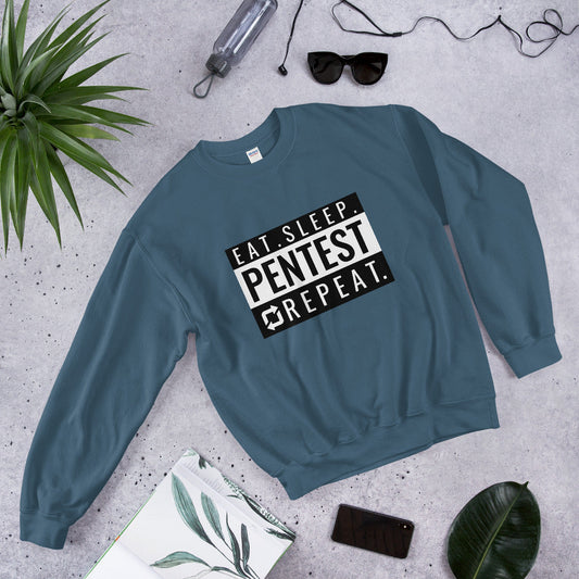 Eat sleep pentest repeat - Unisex Sweatshirt (white) by DarkByteGear