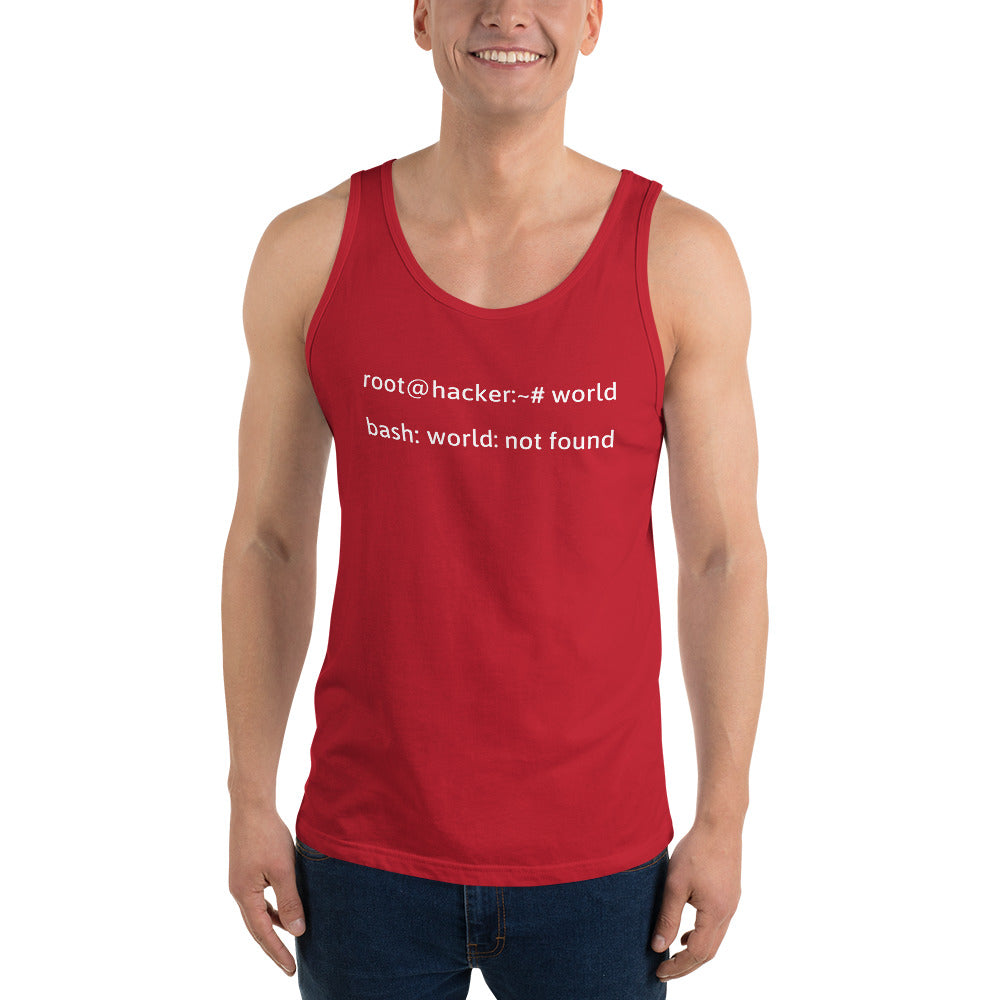 Linux Tweaks - world not found - Unisex Tank Top (white text) by DarkByteGear