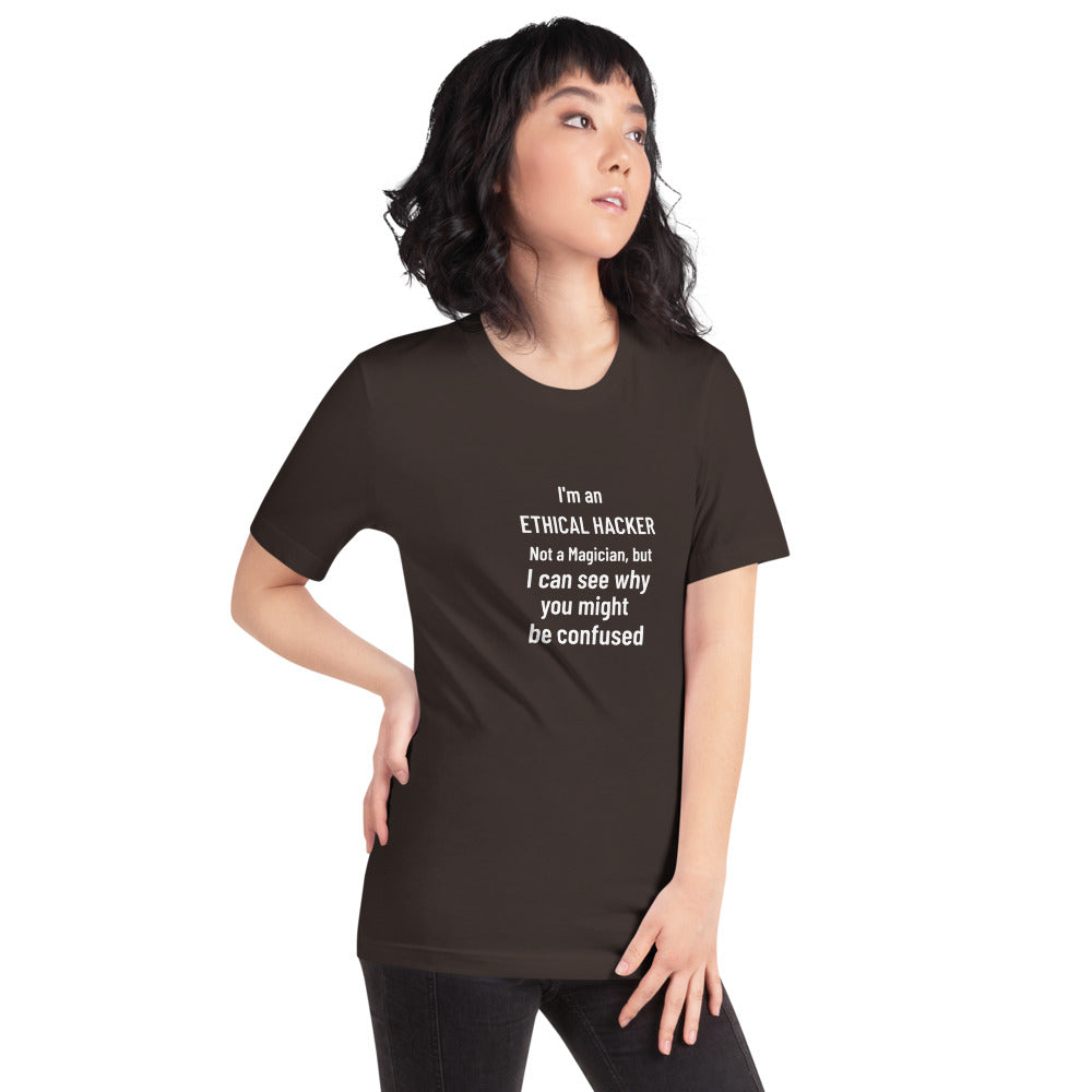 I'm an ethical hacker - Short-Sleeve Unisex T-Shirt (white text) by DarkByteGear