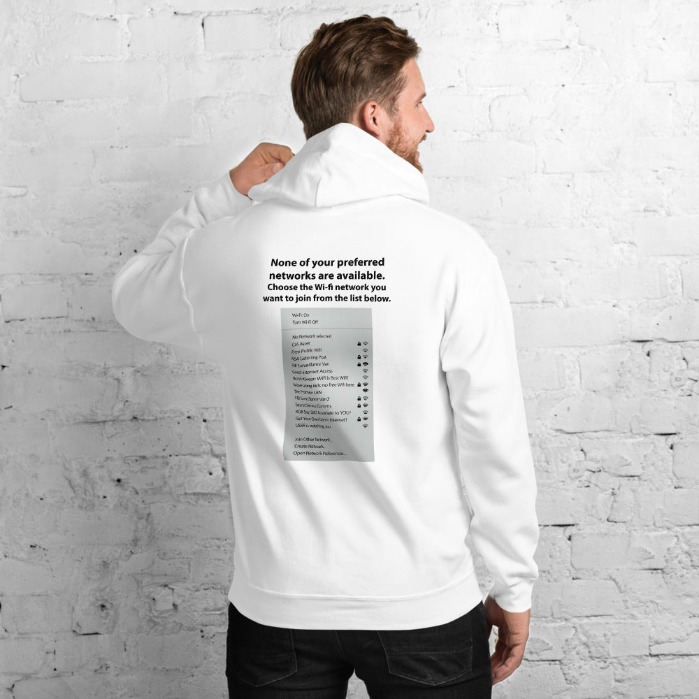 None of your preferred networks are available - Unisex Hoodie (black text) by DarkByteGear