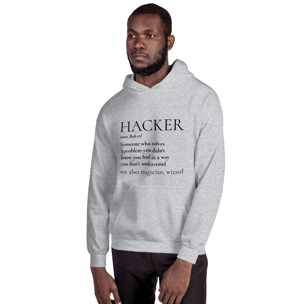 HACKER noun. [hak-er] - Unisex Hoodie (black text) by DarkByteGear