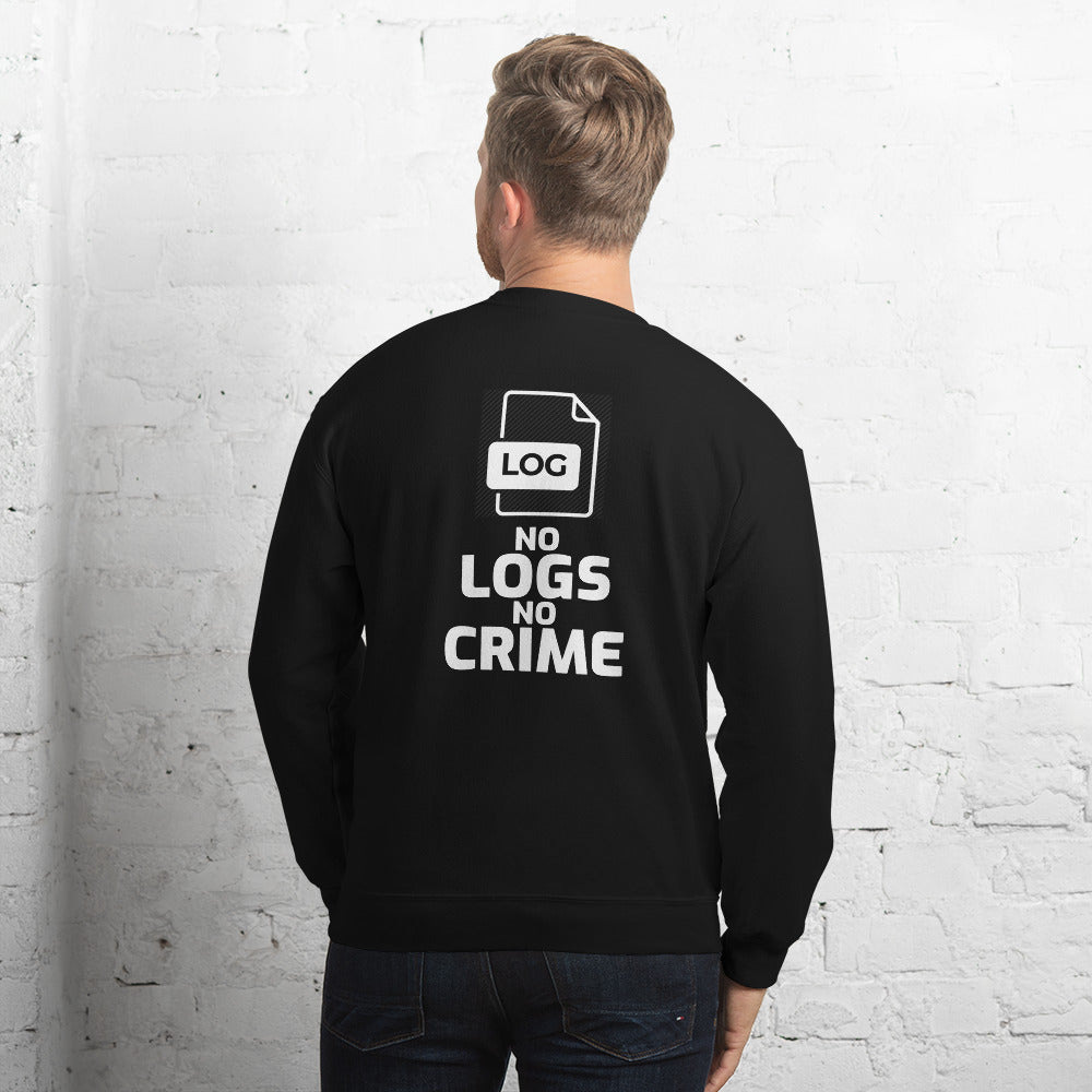 No logs no crime - Unisex Sweatshirt (white text) by DarkByteGear