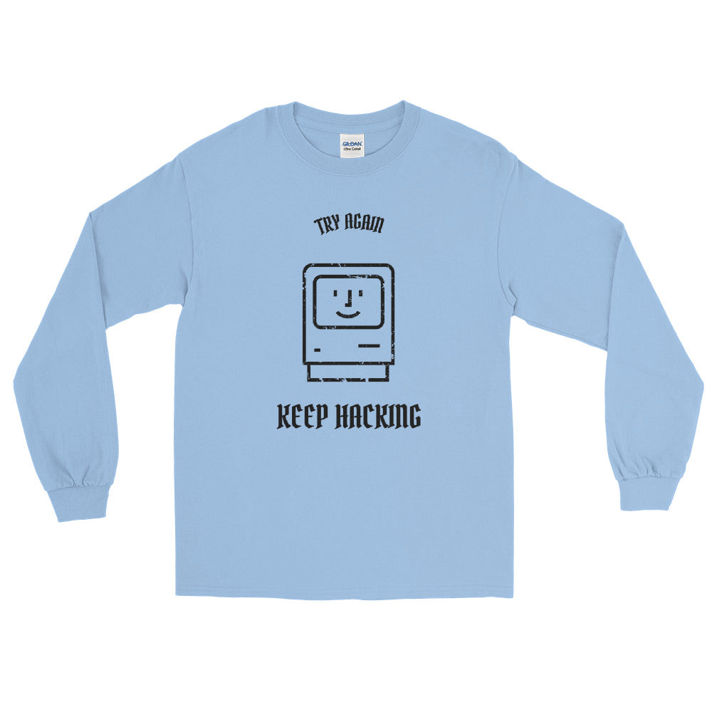 Keep Hacking - Long Sleeve T-Shirt (black text) by DarkByteGear