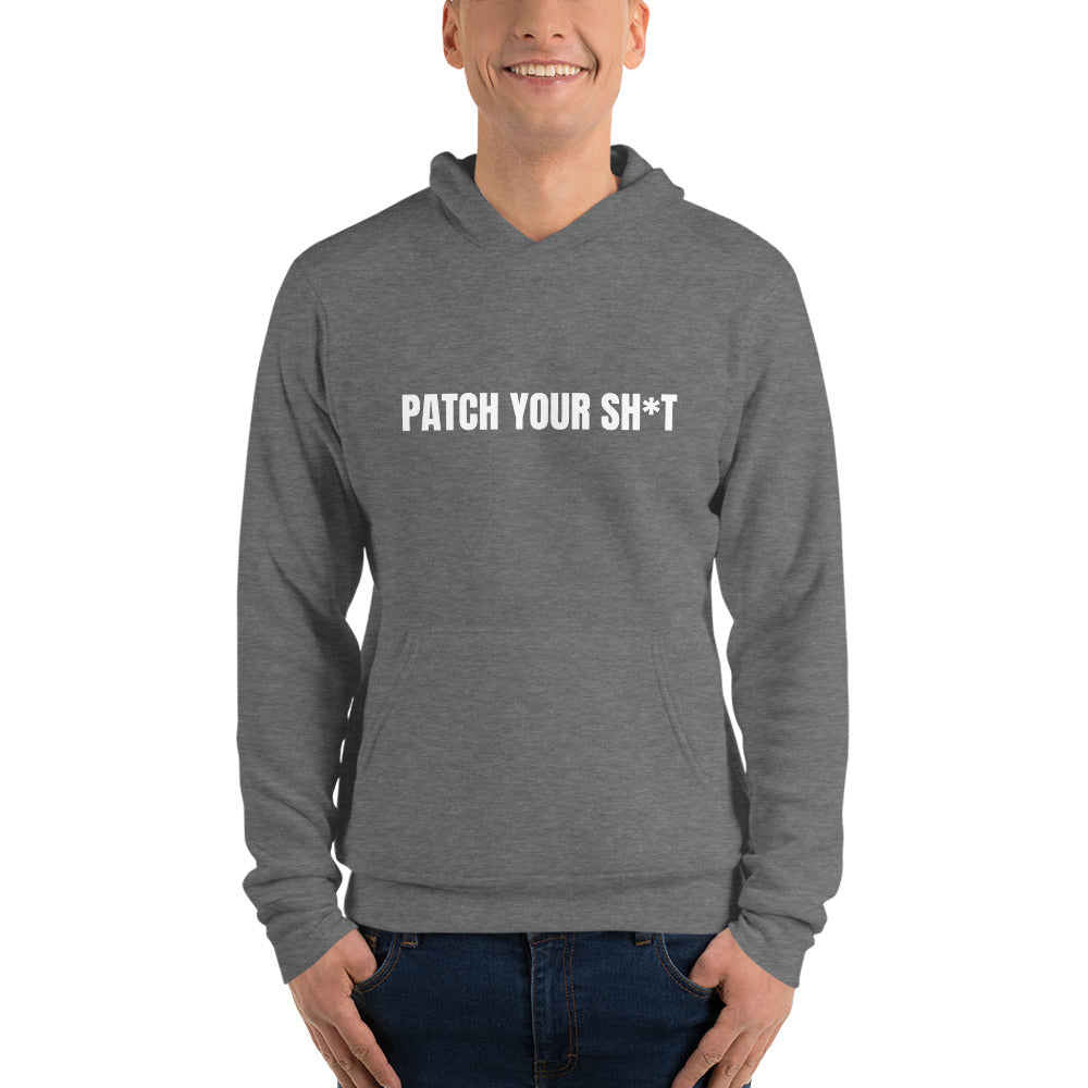 PATCH YOUR SH*T - Unisex hoodie (white text) by DarkByteGear