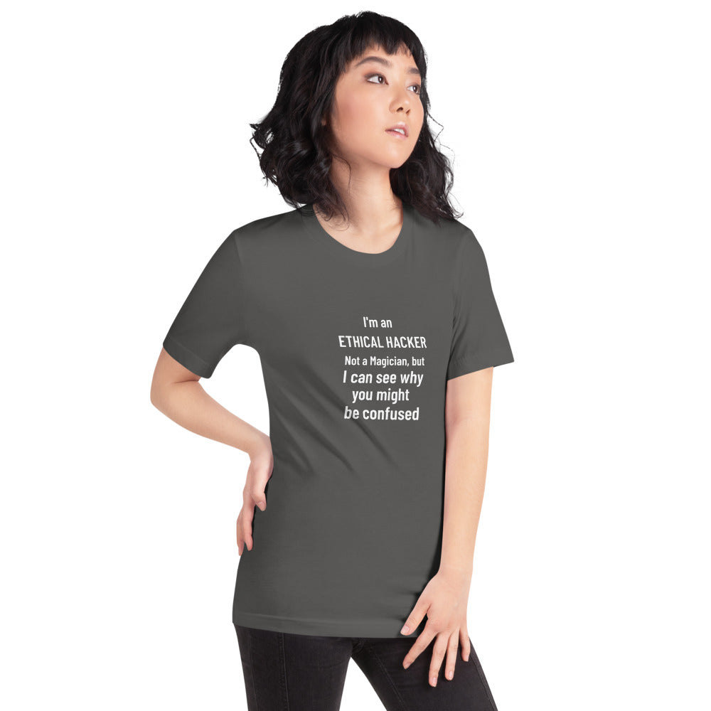 I'm an ethical hacker - Short-Sleeve Unisex T-Shirt (white text) by DarkByteGear