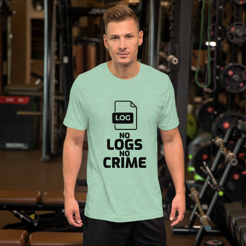 No logs no crime - Short-Sleeve Unisex T-Shirt (black text ) by DarkByteGear