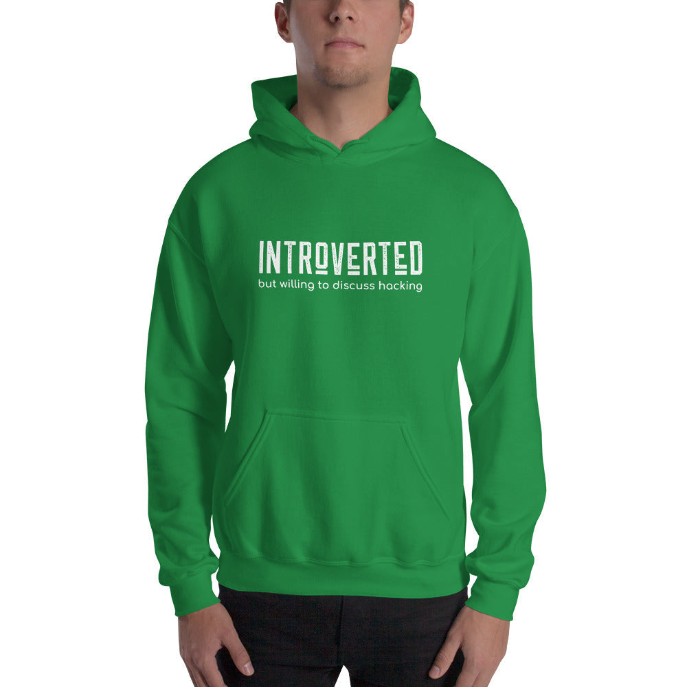 Introverted but willing to discuss hacking - Unisex Hoodie (white text) by DarkByteGear