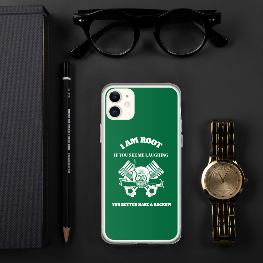 I Am Root If You See Me Laughing You Better Have A Backup - iPhone Case (green) by DarkByteGear