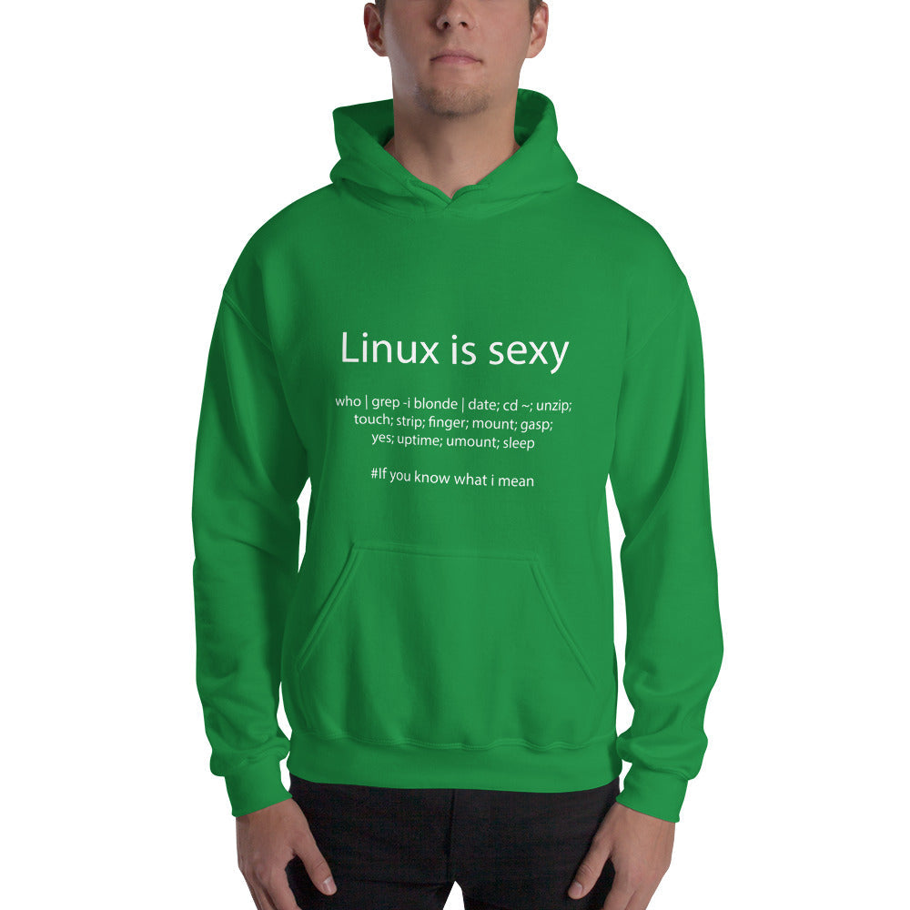 Linux is sexy - Hooded Sweatshirt (White text) by DarkByteGear