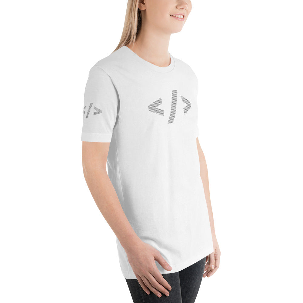Culture of code in ASCII characters - Short-Sleeve Unisex T-Shirt (black text) by DarkByteGear