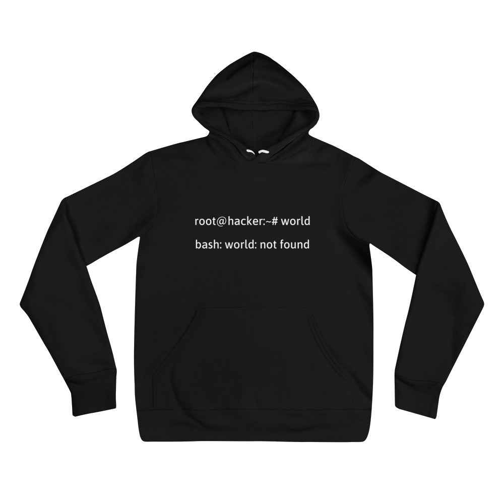 Linux Tweaks - world not found - Unisex hoodie (white text) by DarkByteGear