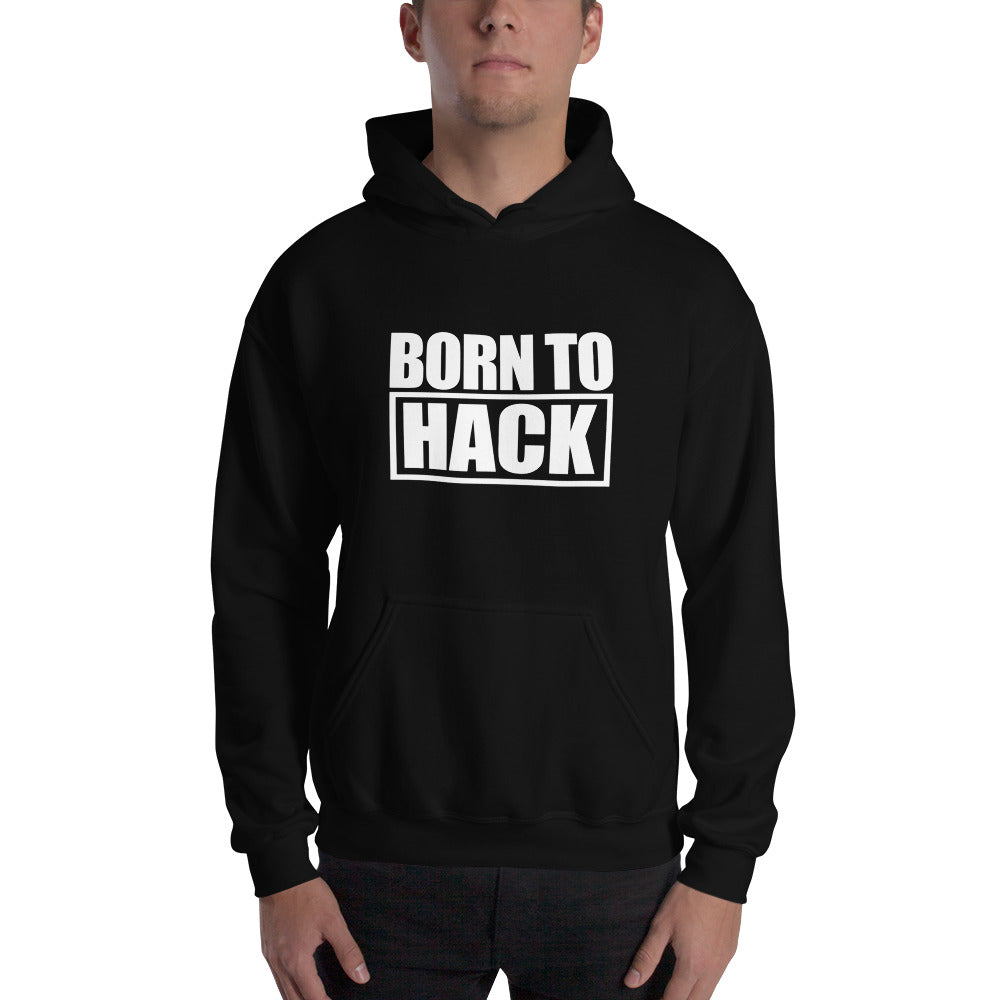 Born to hack - Hooded Sweatshirt (white text) by DarkByteGear