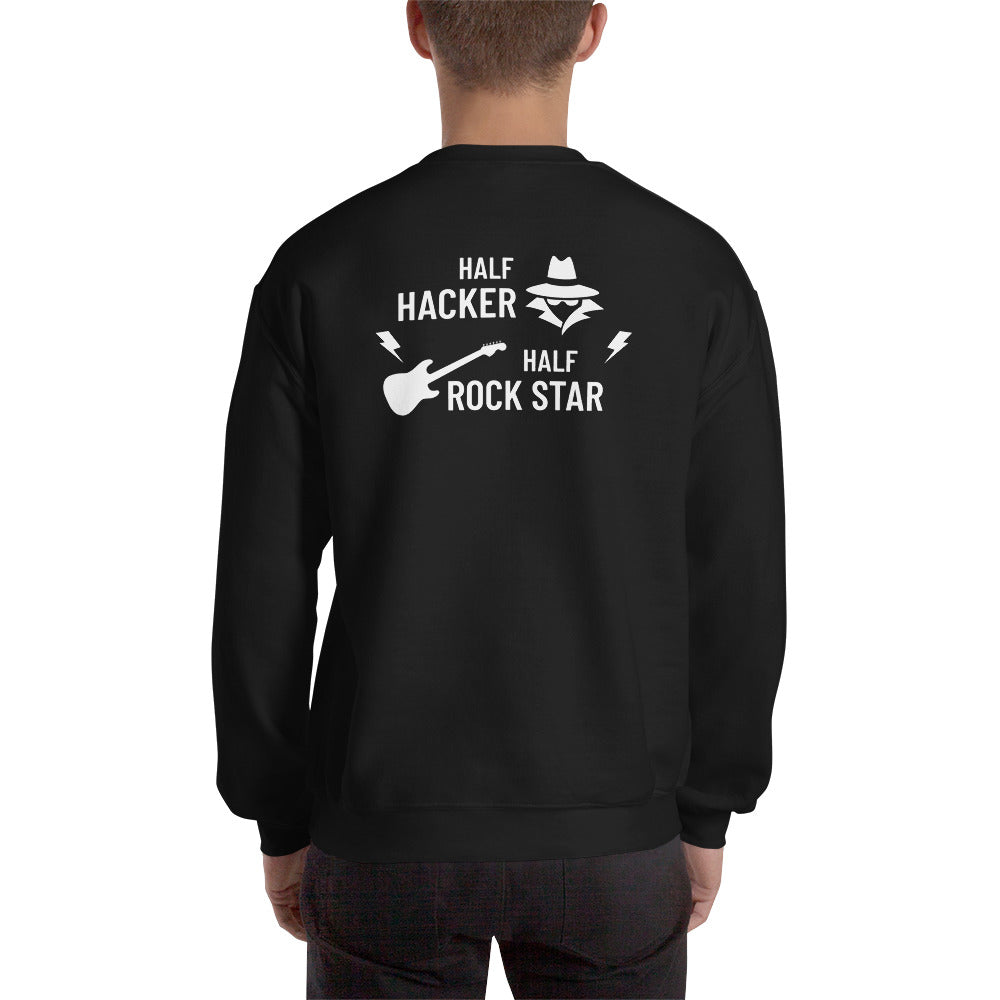 Half Hacker Half Rock Star - Unisex Sweatshirt (white text) by DarkByteGear