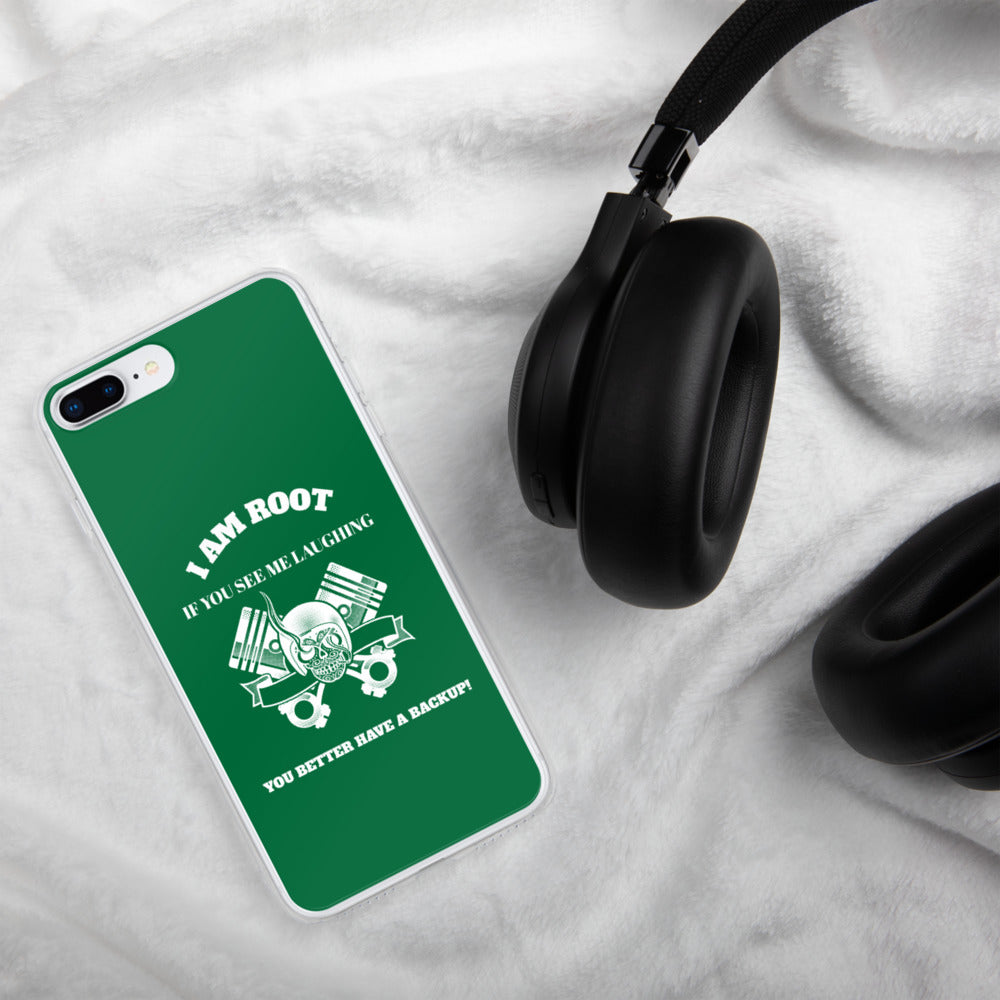 I Am Root If You See Me Laughing You Better Have A Backup - iPhone Case (green) by DarkByteGear