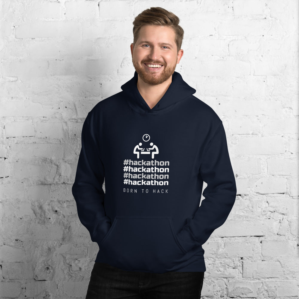#hackathon - Unisex Hoodie (white text) by DarkByteGear