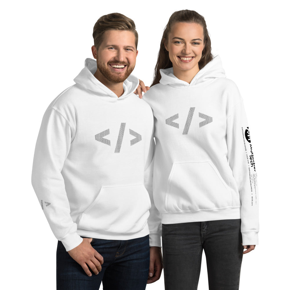 Culture of code in ASCII characters - Unisex Hoodie (black text) by DarkByteGear