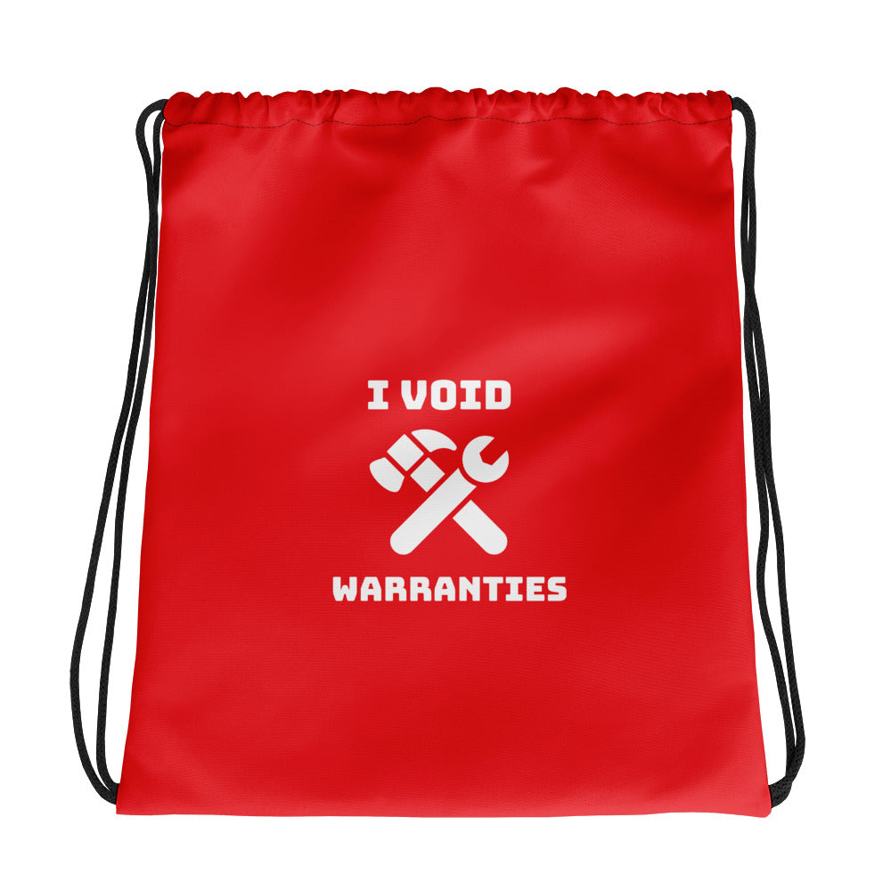 I void warranties - Drawstring bag (red) by DarkByteGear