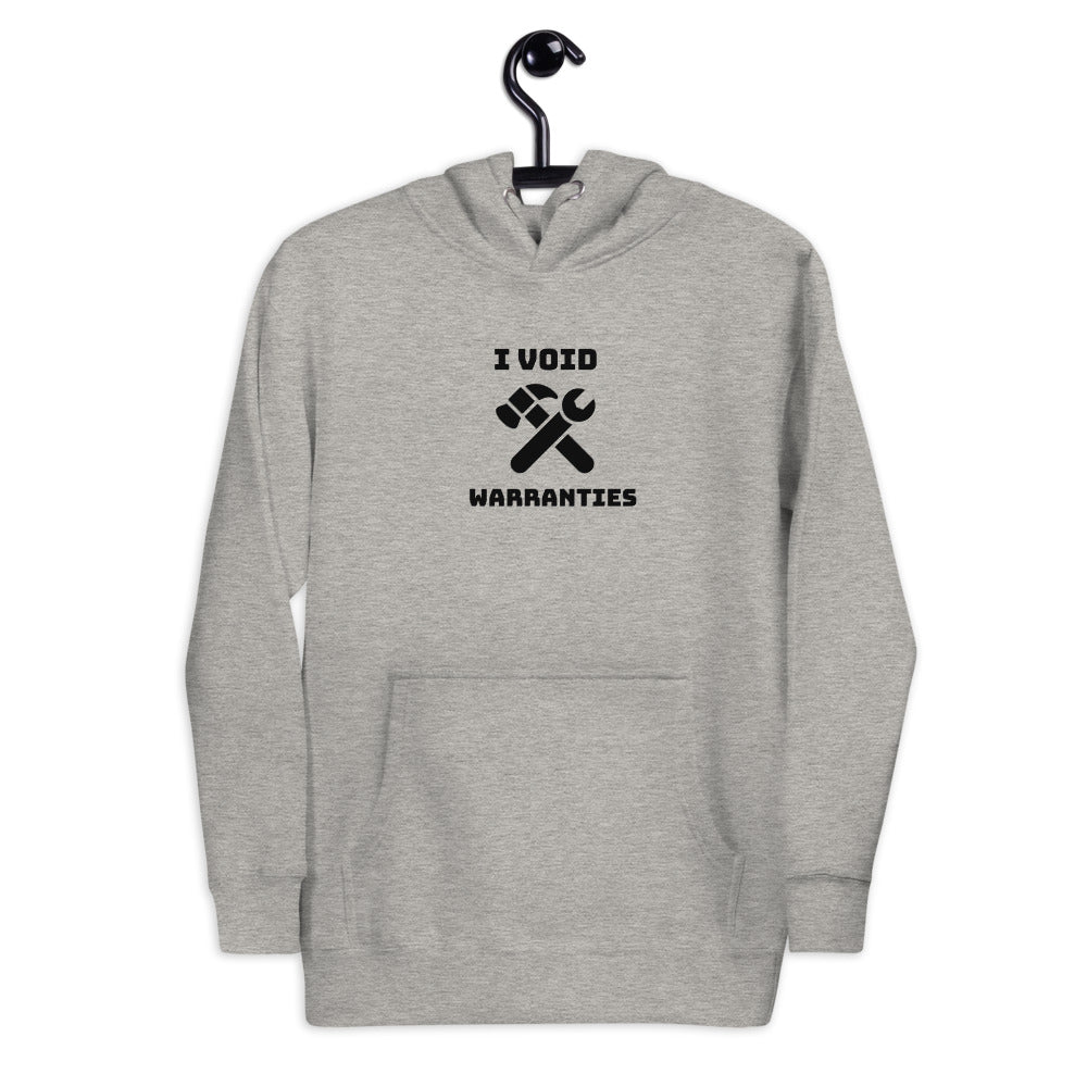 I void warranties - Unisex Hoodie (black text) by DarkByteGear