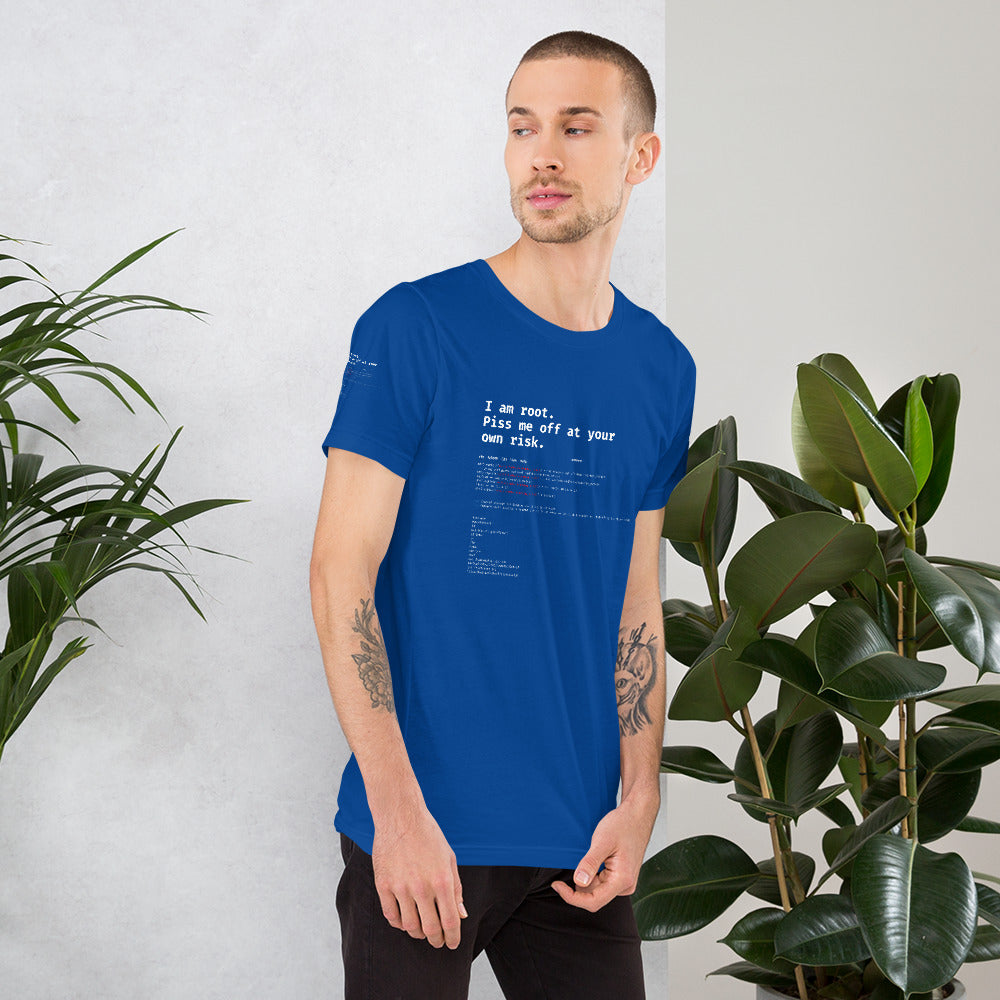 I am root. Piss me off at your own risk -Short-Sleeve Unisex T-Shirt by DarkByteGear