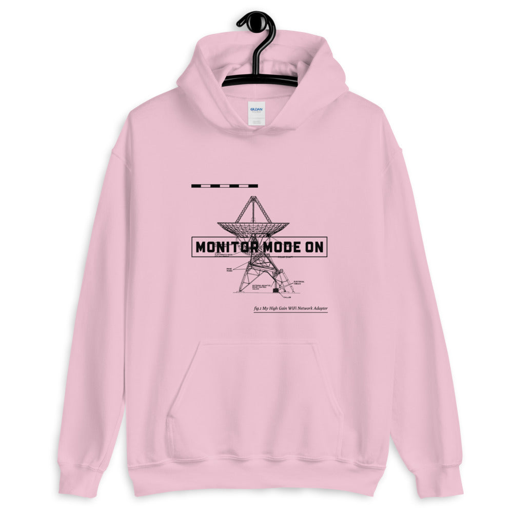 Monitor mode ON - Unisex Hoodie (black text) by DarkByteGear