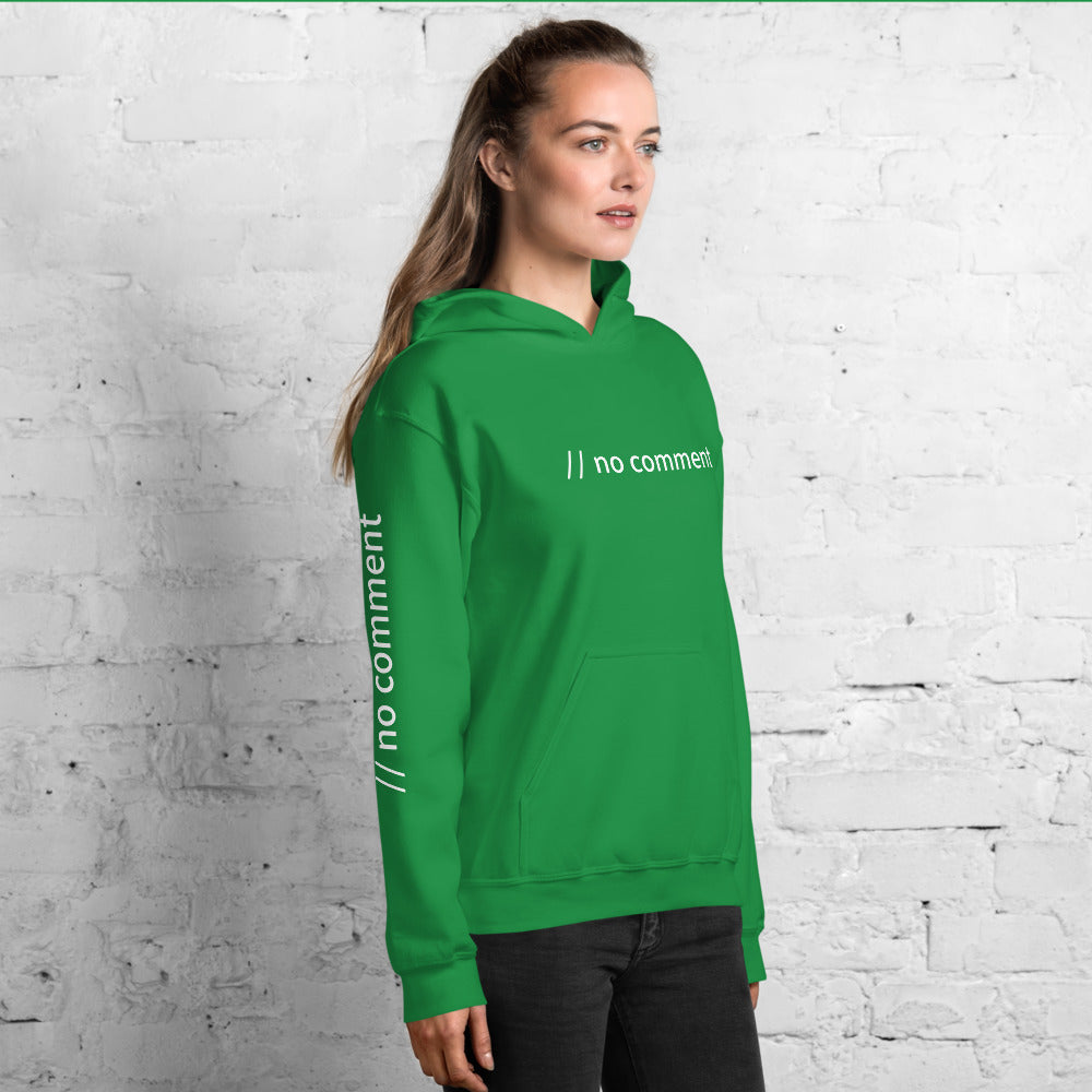 // no comment - Unisex Hoodie ( with sleeve and front designs ) by DarkByteGear