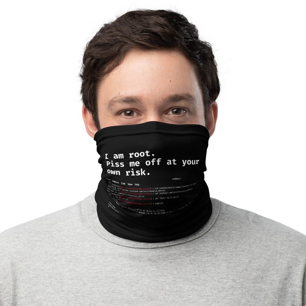 I am root. Piss me off at your own risk - Neck Gaiter by DarkByteGear