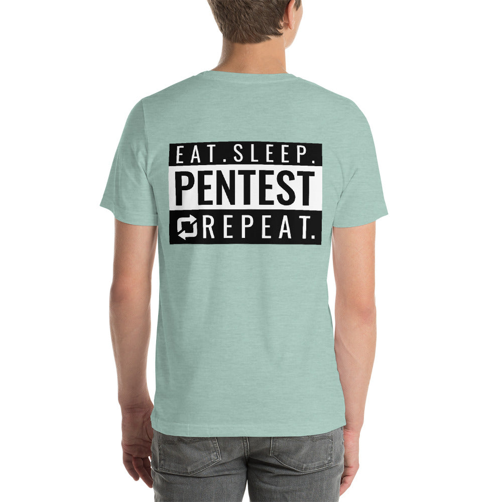 Eat sleep pentest repeat - Short-Sleeve Unisex T-Shirt (white) by DarkByteGear
