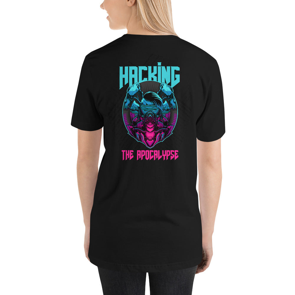 Hacking the apocalypse v2 - Short-Sleeve Unisex T-Shirt (with back design) by DarkByteGear
