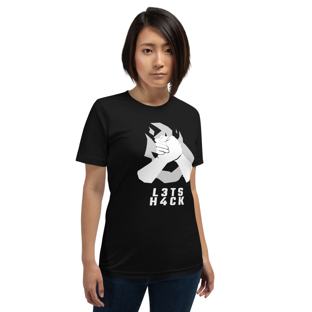 L3ts H4ck - Short-Sleeve Unisex T-Shirt (white text) by DarkByteGear
