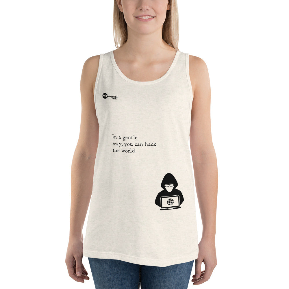 You can hack the world - Unisex Tank Top (black text) by DarkByteGear