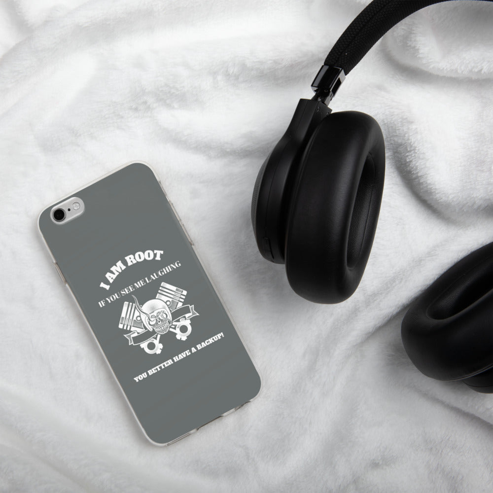 I Am Root If You See Me Laughing You Better Have A Backup - iPhone Case (grey) by DarkByteGear