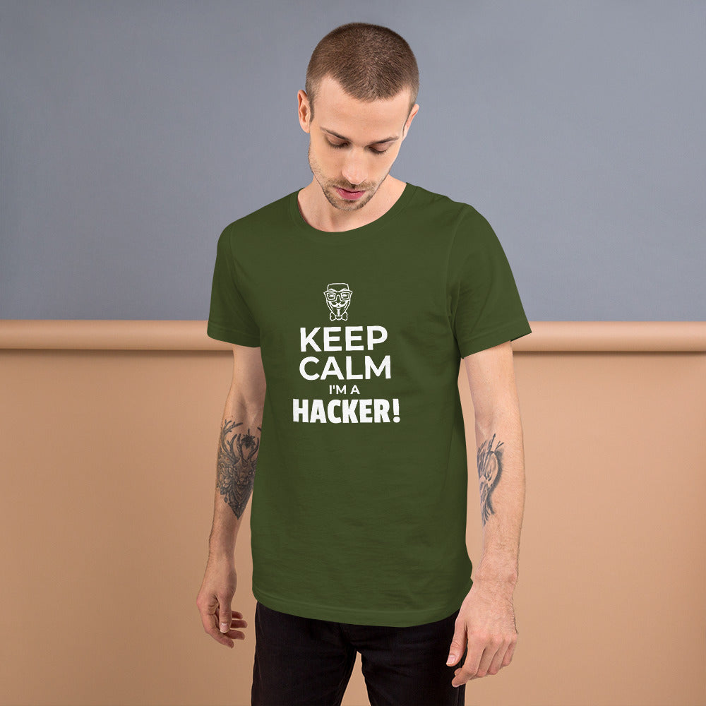 Keep Calm I'm a hacker! - Short-Sleeve Unisex T-Shirt (white text) by DarkByteGear