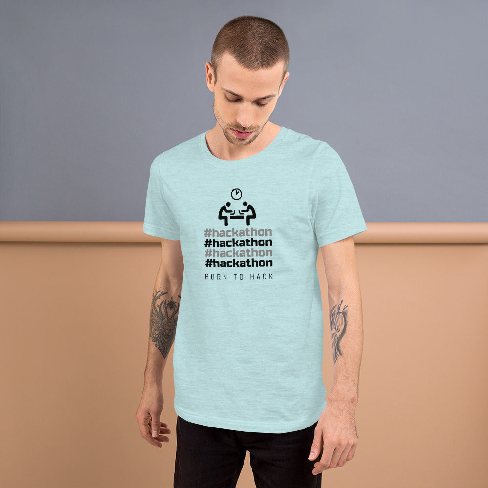 #hackathon - Short-Sleeve Unisex T-Shirt (black text) by DarkByteGear