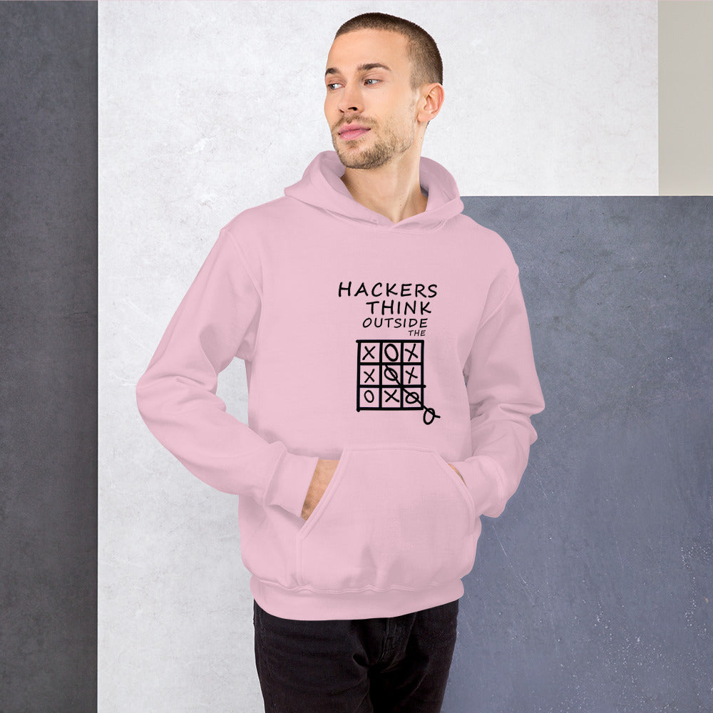 Hackers think outside the box - Unisex Hoodie (black text) by DarkByteGear
