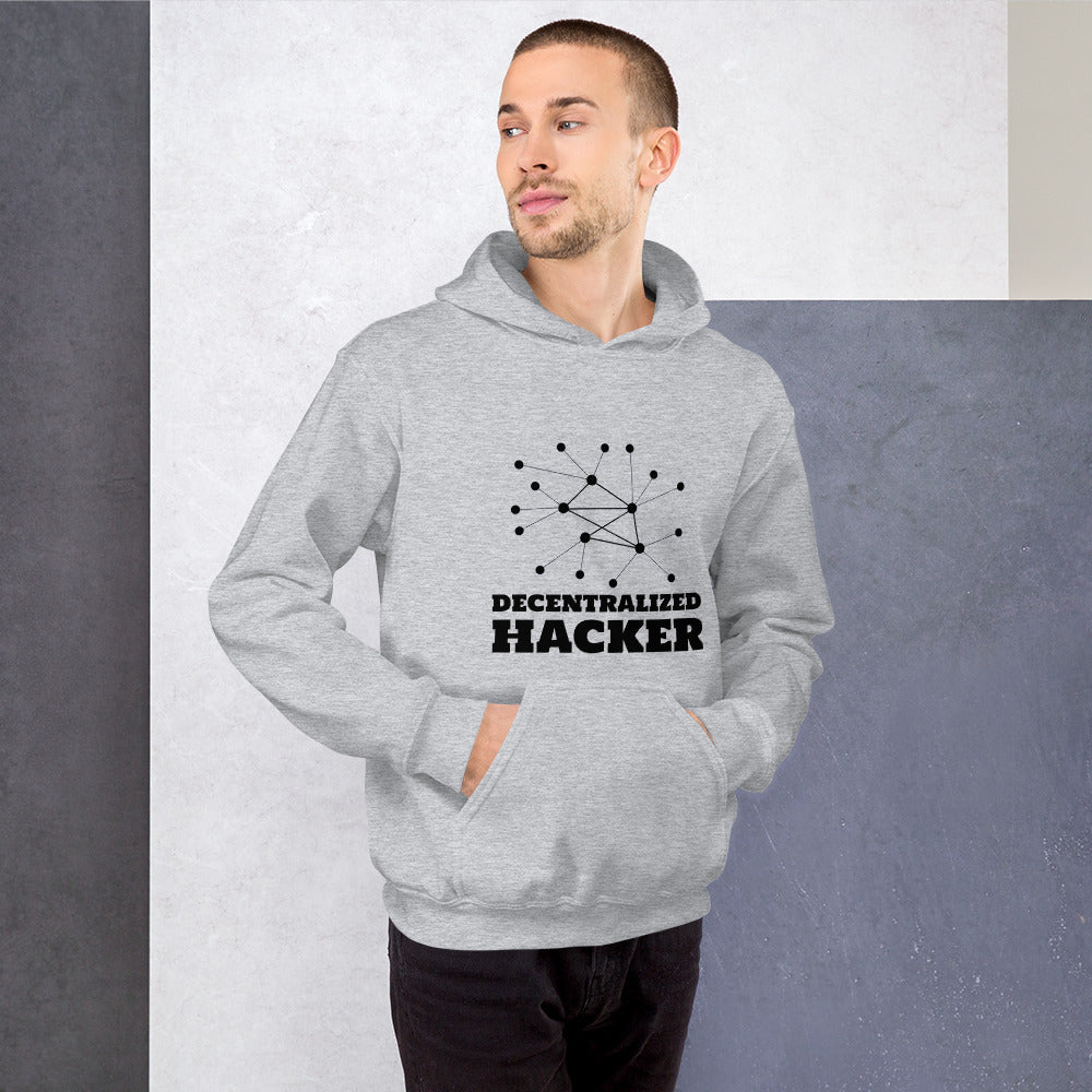 Decentralized Hacker - Unisex Hoodie (black text) by DarkByteGear