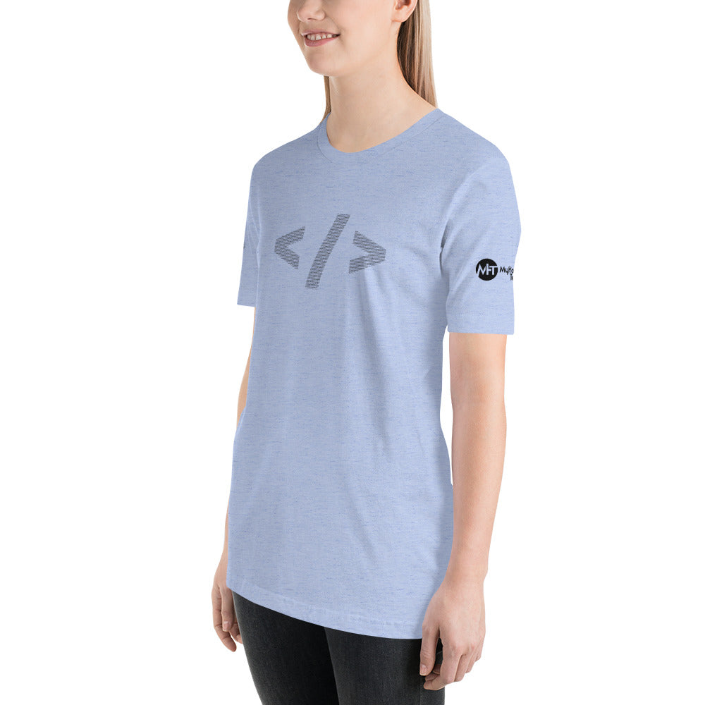 Culture of code in ASCII characters - Short-Sleeve Unisex T-Shirt (black text) by DarkByteGear