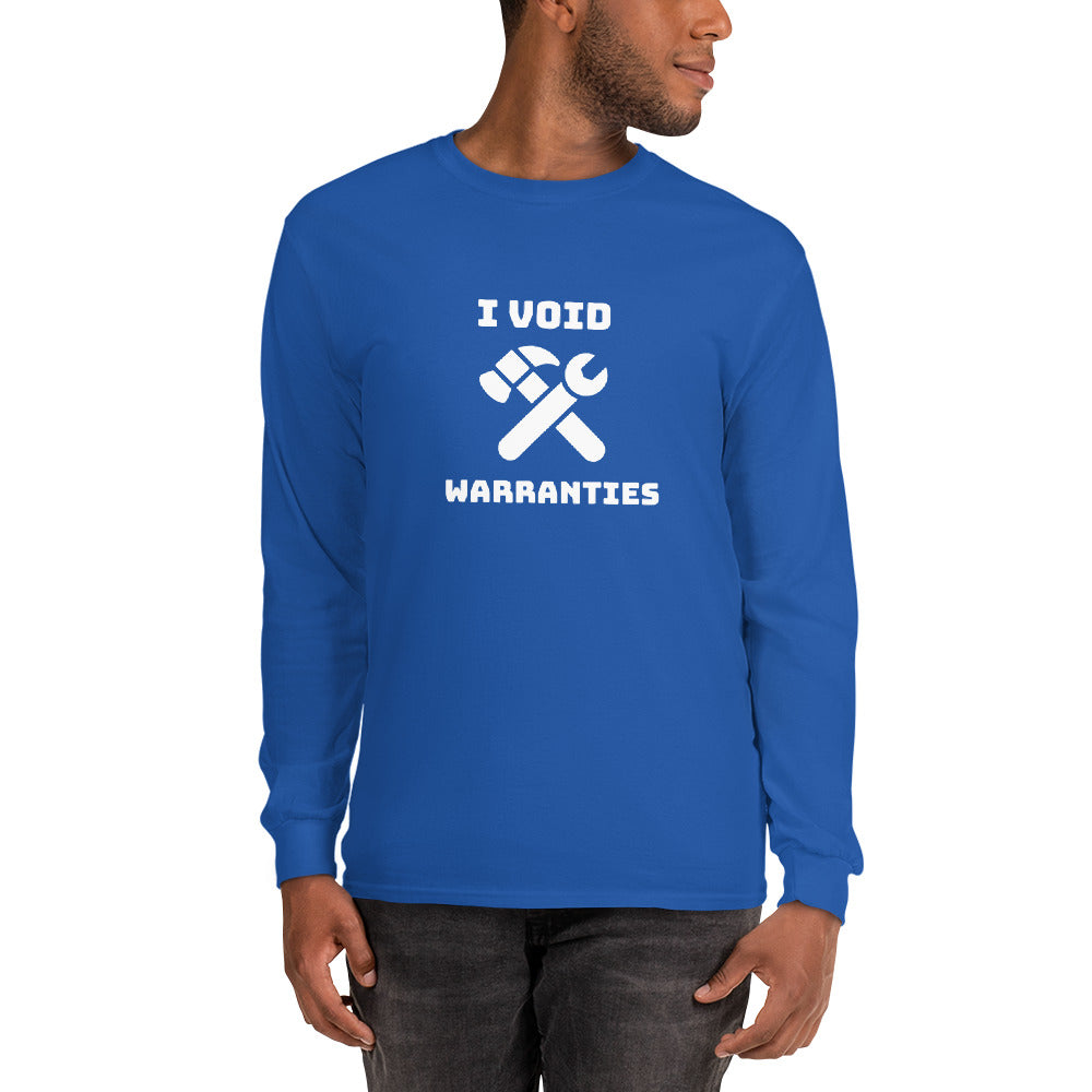 I void warranties - Men’s Long Sleeve Shirt (white text) by DarkByteGear