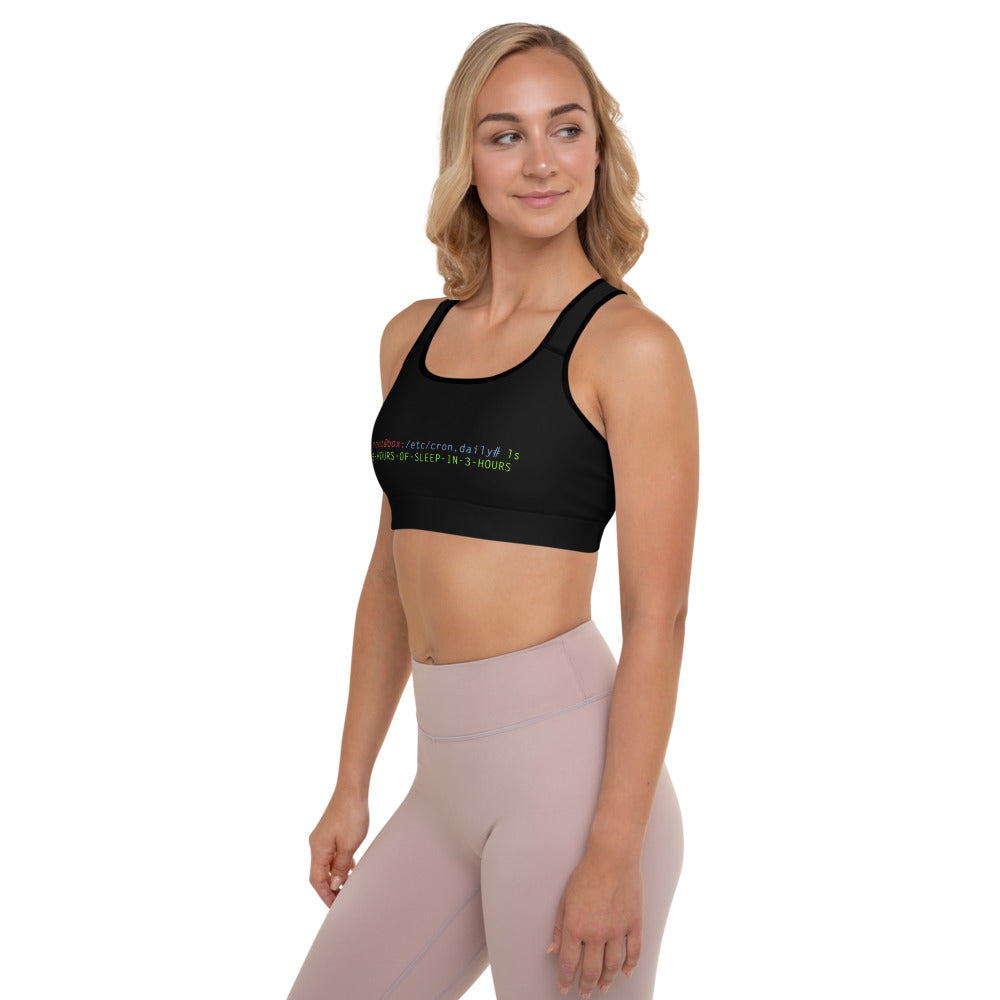 8 hours of sleep in 3 hours - Padded Sports Bra by DarkByteGear
