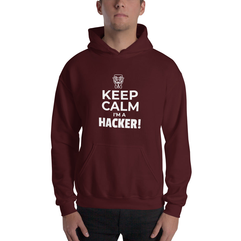 Keep Calm I'm a hacker! - Hooded Sweatshirt (white text) by DarkByteGear