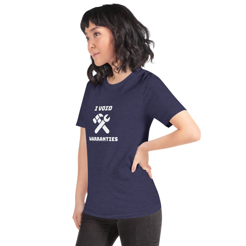 I void warranties - Short-Sleeve Unisex T-Shirt (white text) by DarkByteGear