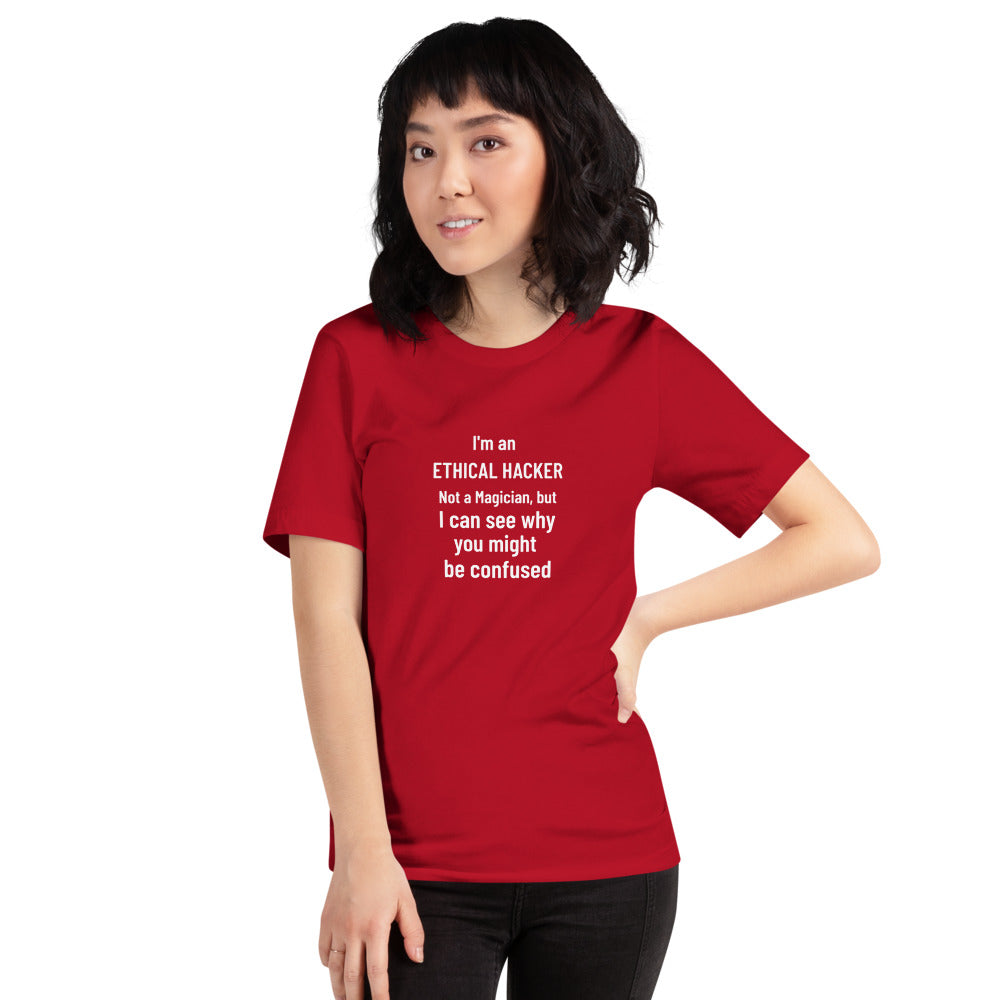 I'm an ethical hacker - Short-Sleeve Unisex T-Shirt (white text) by DarkByteGear