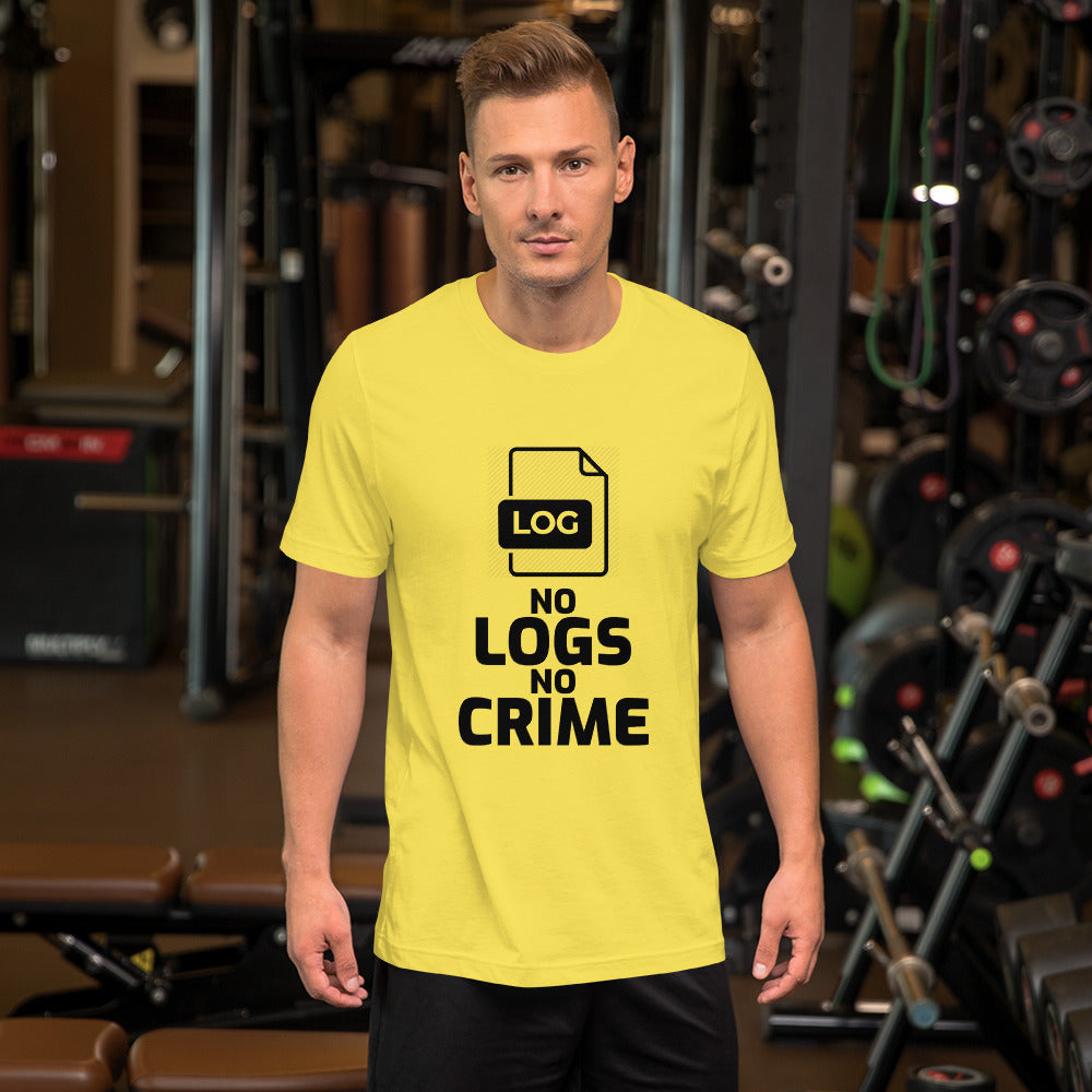 No logs no crime - Short-Sleeve Unisex T-Shirt (black text ) by DarkByteGear