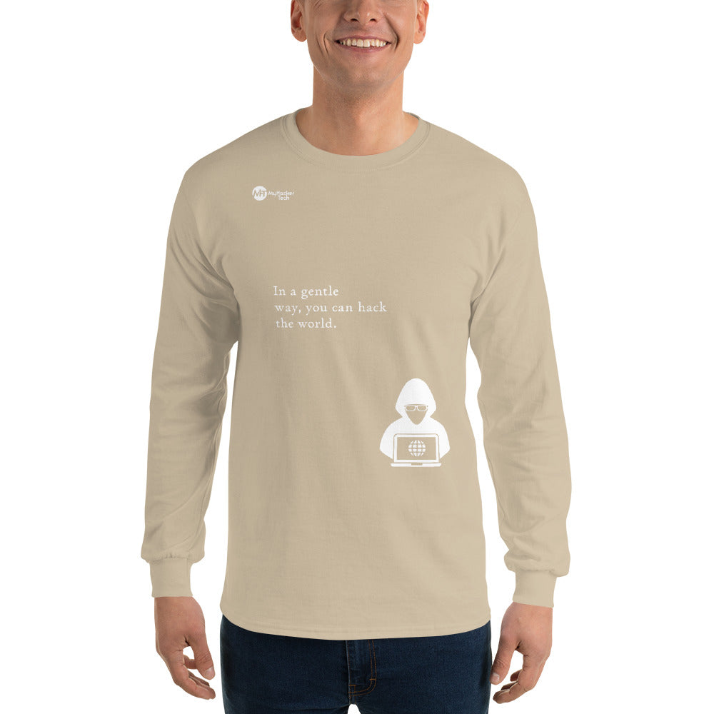 You can hack the world - Long Sleeve T-Shirt (white text) by DarkByteGear
